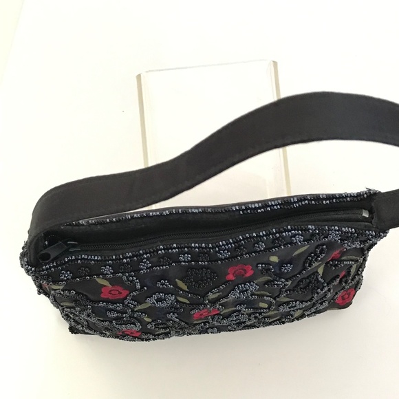 HILLARD & HANSON Black Beaded Mini Bag Floral - Picture 7 of 14